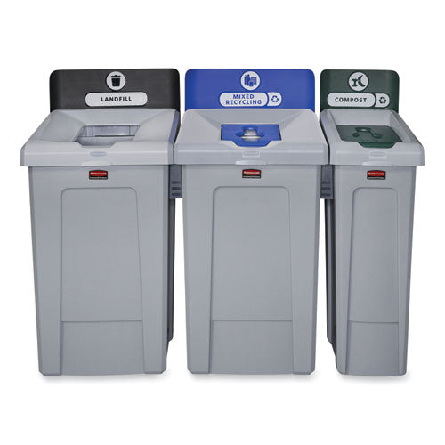 Rubbermaid Commercial Slim Jim Recycling Station 1-stream Mixed Recycling Station 33 Gal Resin Gray