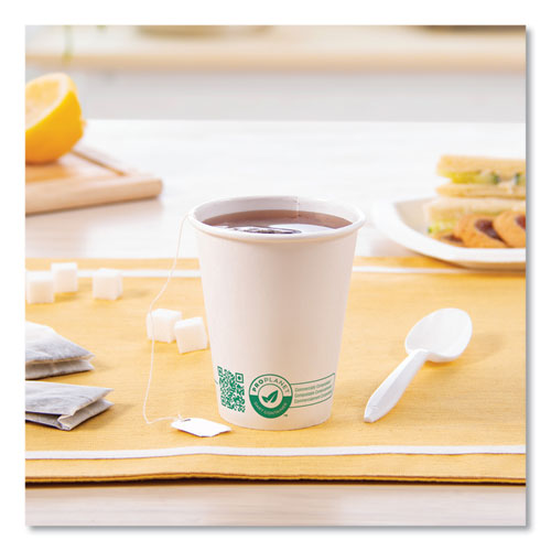 SOLO Compostable Paper Hot Cups Proplanet Seal 8 Oz White/green 1000/Case