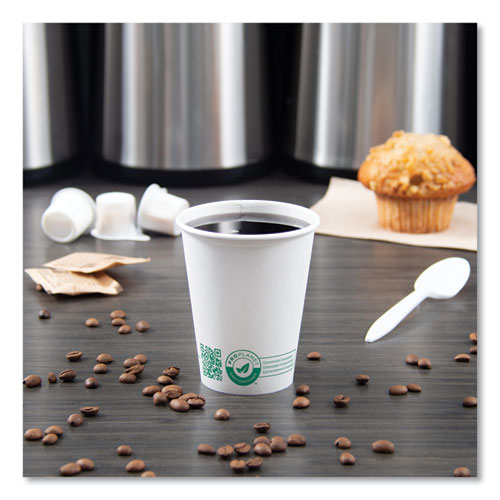 SOLO Compostable Paper Hot Cups Proplanet Seal 8 Oz White/green 1000/Case