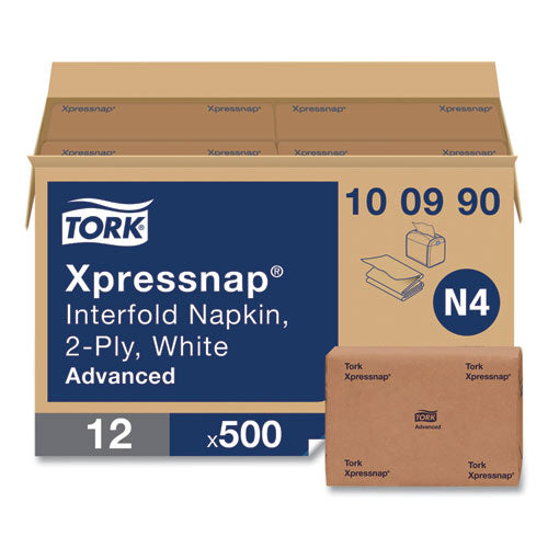 Tork Xpressnap Interfold Dispenser Napkins 2-ply 6.5x8.5 White 500/pack 12 Packs/Case
