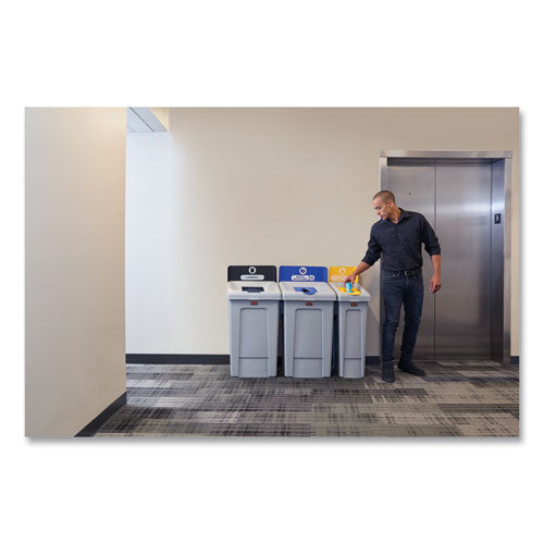 Rubbermaid Commercial Slim Jim Recycling Station 1-stream Landfill Recycling Station 33 Gal Resin Gray