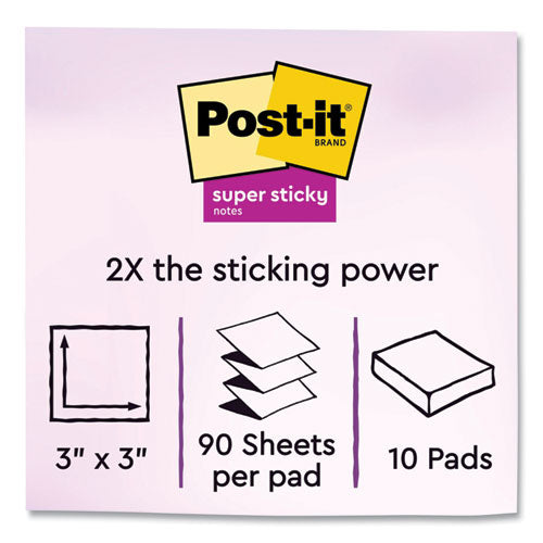 Post-it Pop-up Notes Super Sticky Pop-up Notes Summer Joy Collection Colors 3"x3" Assorted Colors 90 Sheets/pad 10 Pads/pack