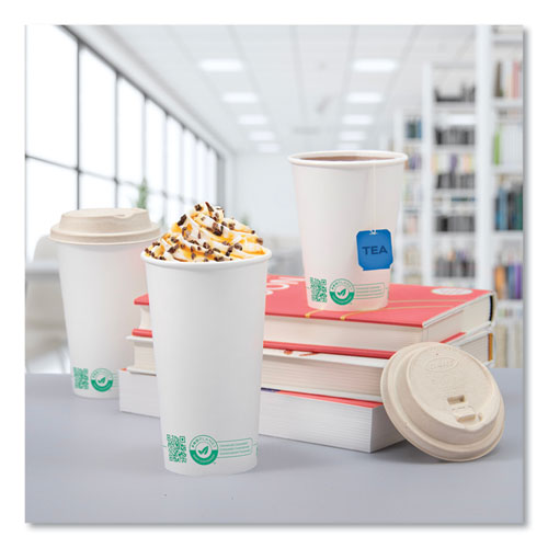 SOLO Compostable Paper Hot Cups Proplanet Seal 16 Oz White/green 1000/Case