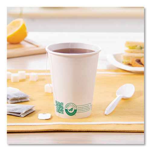 SOLO Compostable Paper Hot Cups Proplanet Seal 12 Oz White/green 1000/Case