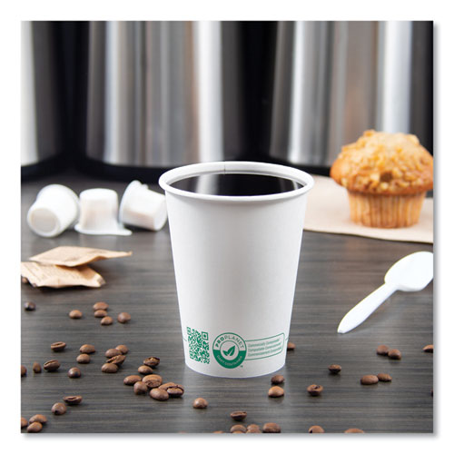 SOLO Compostable Paper Hot Cups Proplanet Seal 12 Oz White/green 1000/Case
