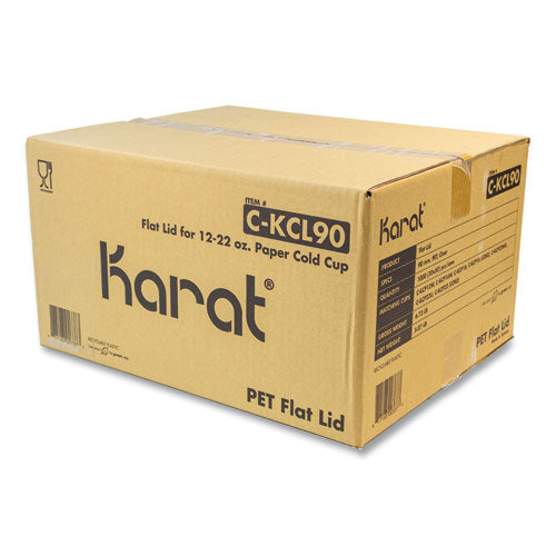 Karat Pet Lids Fits 12 Oz To 22 Oz Double Poly Paper Cold Cups Flat Lid Clear 1000/Case