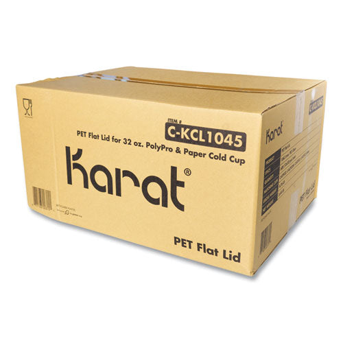 Karat Pet Lids Fits 32 Oz Cold Cups Flat Lid Clear 600/Case