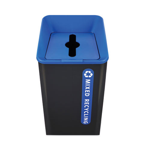 Rubbermaid Commercial Sustain Decorative Refuse With Recycling Lid 23 Gal Metal/plastic Black/blue