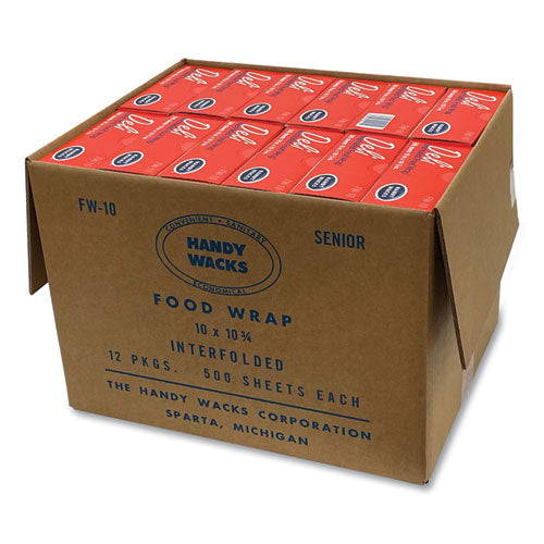 Handy Wacks© Interfolded Food Wrap 10.75x10 500 Box 12 Boxes/Case