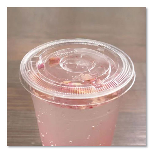 Karat Pet Lids Flat With Straw Slot Fits 12 Oz To 24 Oz Cold Cups Clear 1000/Case