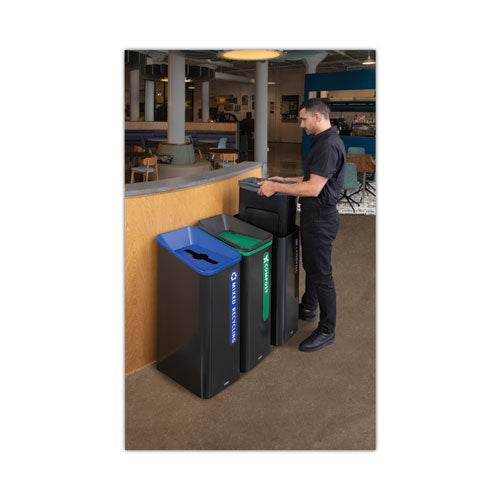 Rubbermaid Commercial Sustain Decorative Refuse With Recycling Lid 15 Gal Metal/plastic Black