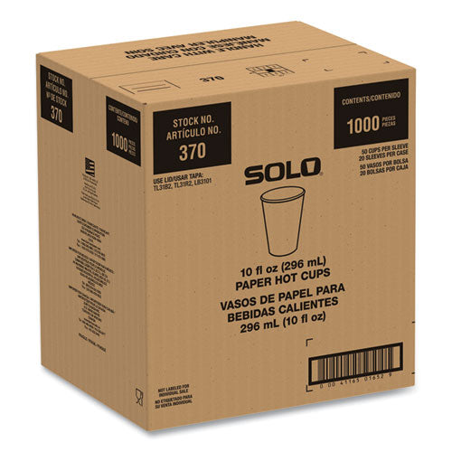 SOLO Compostable Paper Hot Cups Proplanet Seal 10 Oz White/green 1000/Case