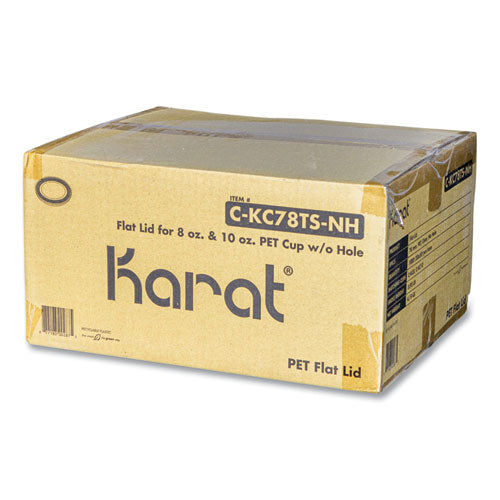 Karat Pet Lids Fits 8 Oz To 10 Oz Cold Cups No Hole Flat Lid Clear 1000/Case