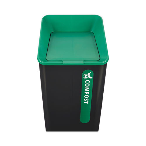 Rubbermaid Commercial Sustain Decorative Refuse With Recycling Lid 23 Gal Metal/plastic Black/green