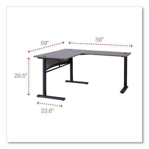 Workspace By Alera L-shaped Writing Desk 59.05"x59.05"x29.53" Gray/black