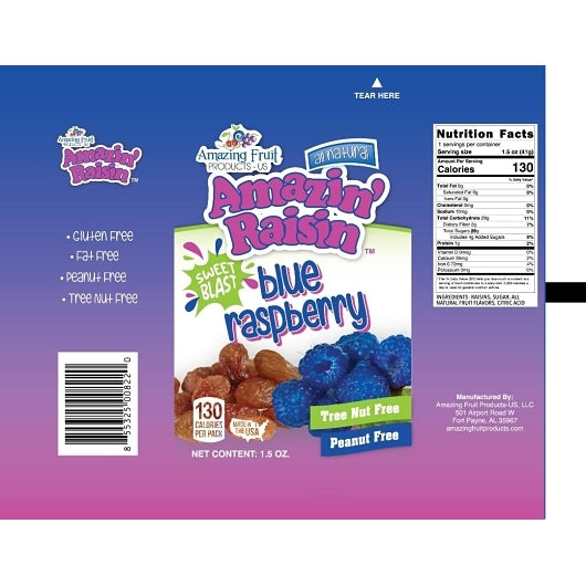 Amazin Raisin Sweet Blast Blue Raspberry Infused Raisins-1.5 oz