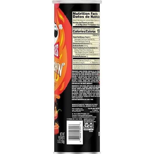 Pringles Scorchin' Buffalo Chips-5.5 oz. Canister-14/Case
