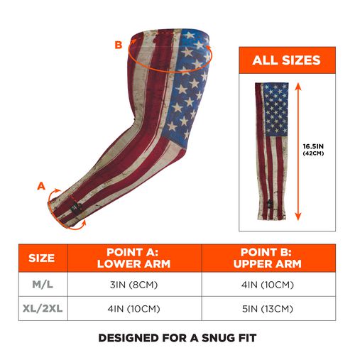 Ergodyne Chill-its 6695 Sun Protection Arm Sleeves Polyester/spandex X-large/2x-large American Flag