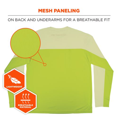 Ergodyne Chill-its 6689 Cooling Long Sleeve Sun Shirt With Uv Protection Small Lime