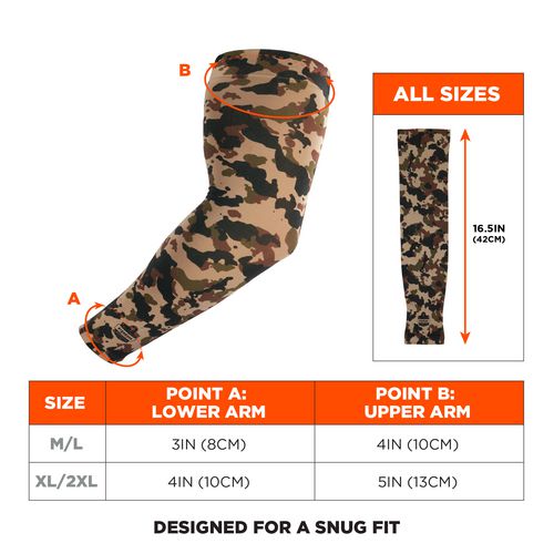 Ergodyne Chill-its 6695 Sun Protection Arm Sleeves Polyester/spandex X-large/2x-large Camo