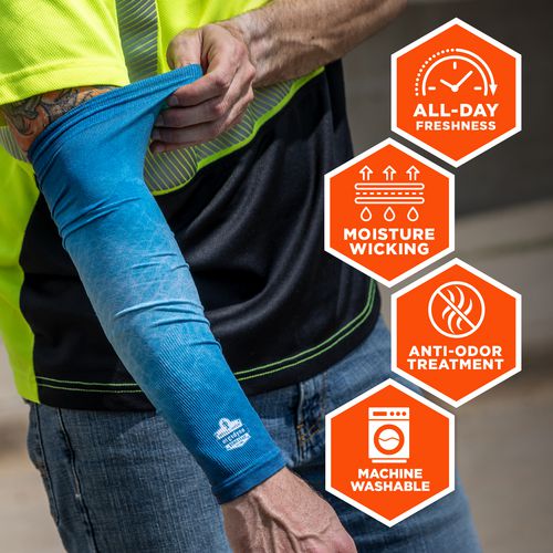 Ergodyne Chill-its 6695 Sun Protection Arm Sleeves Polyester/spandex X-large/2x-large Blue