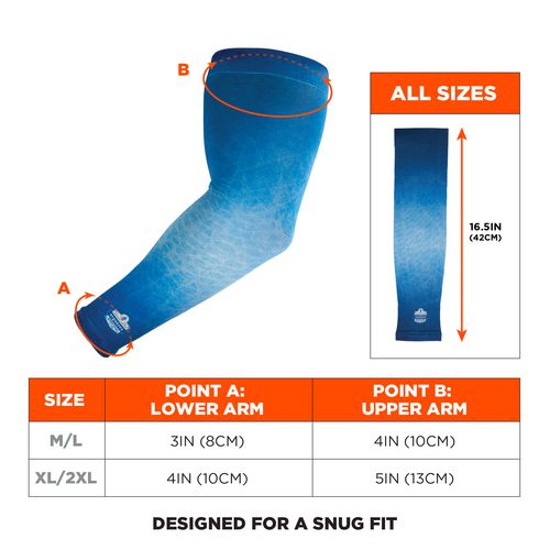 Ergodyne Chill-its 6695 Sun Protection Arm Sleeves Polyester/spandex X-large/2x-large Blue