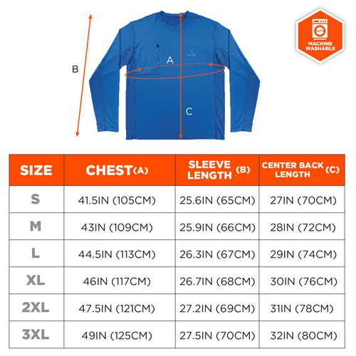 Ergodyne Chill-its 6689 Cooling Long Sleeve Sun Shirt With Uv Protection Large Blue