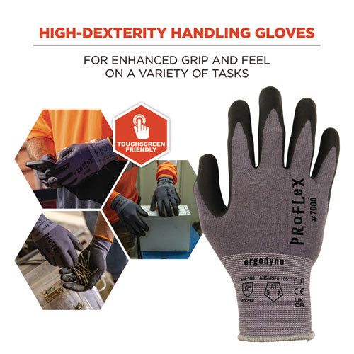 Ergodyne Proflex 7000 Nitrile-coated Gloves Microfoam Palm Gray X-small Pair