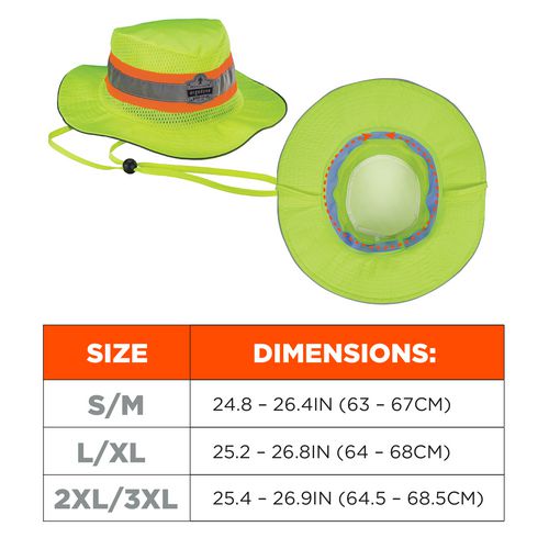 Ergodyne Chill-its 8935ct Hi-vis Pva Ranger Sun Hat Polyester/pva 2x-large/3x-large Lime