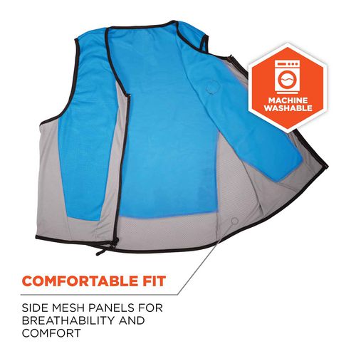 Ergodyne Chill-its 6667 Wet Evaporative Pva Cooling Vest With Zipper Pva 3x-large Blue