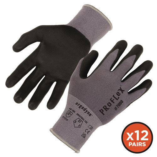 Ergodyne Proflex 7000 Nitrile-coated Gloves Microfoam Palm Gray X-small 12 Pairs/pack