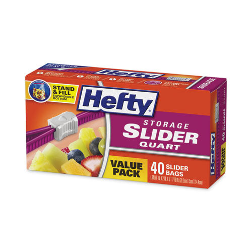 Hefty Slider Bags 1 Qt 1.5 Mil 8"x7" Clear 40/box