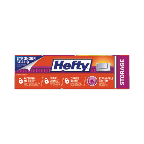 Hefty Slider Bags 1 Qt 1.5 Mil 8"x7" Clear 40 Bags/box 9 Boxes/Case