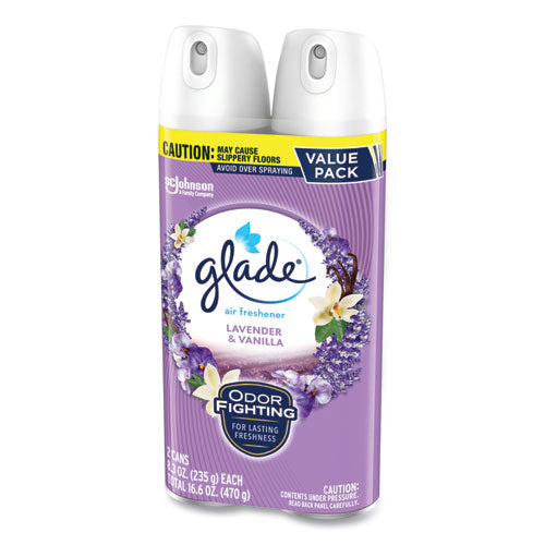 Glade Air Freshener Lavender & Vanilla Scent 8.3 Oz Aerosol Spray 2/pack 3 Packs/Case