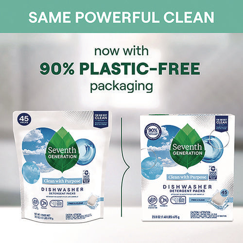 Seventh Generation Natural Automatic Dishwasher Detergent Packs Free And Clear 45 Powder Packets/box