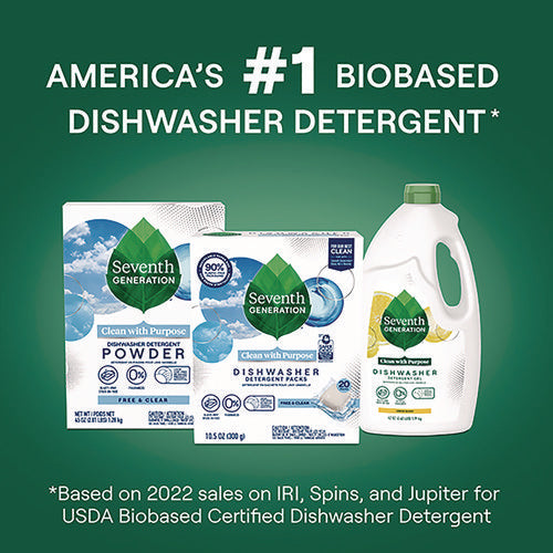 Seventh Generation Natural Automatic Dishwasher Detergent Packs Free And Clear 45 Powder Packets/box