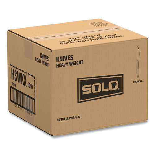 SOLO Impress Heavyweight Full-length Polystyrene Cutlery Knife White 100/box 10 Boxes/Case
