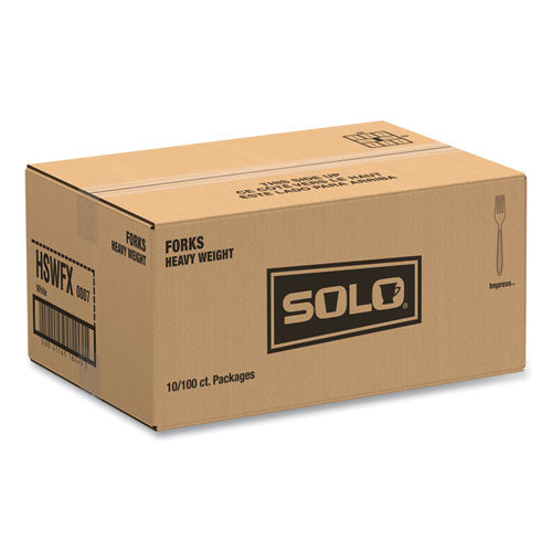 SOLO Impress Heavyweight Full-length Polystyrene Cutlery Fork White 100/box 10 Boxes/Case