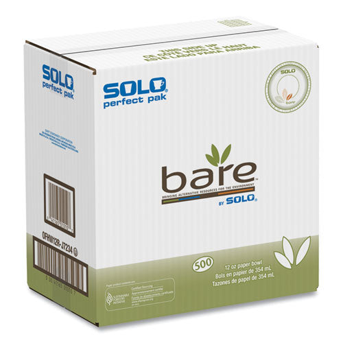 SOLO Bare Eco-forward Paper Dinnerware Perfect Pak Proplanet Seal Bowl 12 Oz White/green 500/Case