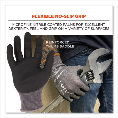 Ergodyne Proflex 7043 Ansi A4 Nitrile Coated Cr Gloves Gray 2x-large 12 Pairs