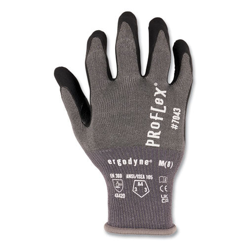 Ergodyne Proflex 7043 Ansi A4 Nitrile Coated Cr Gloves Gray 2x-large 12 Pairs