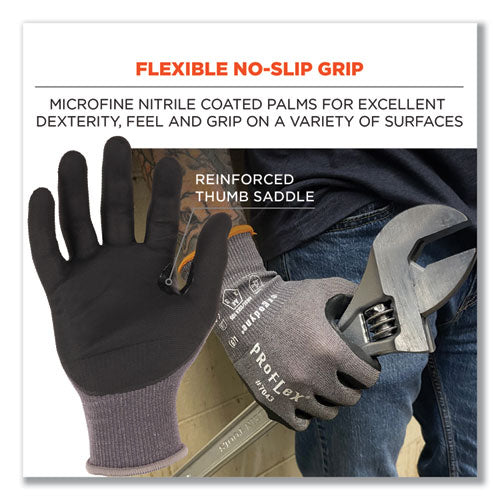 Ergodyne Proflex 7043 Ansi A4 Nitrile Coated Cr Gloves Gray Small 12 Pairs