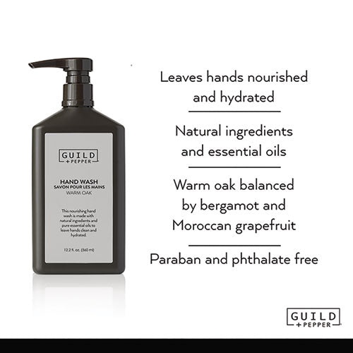 Guild+Pepper Hand Wash Warm Oak 12.2 Oz Bottle 12/Case