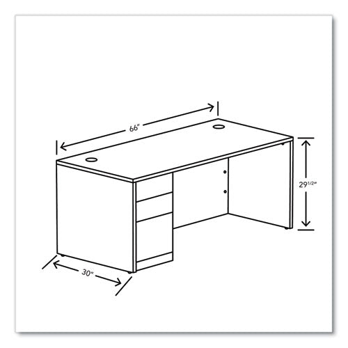 HON 10500 Series Single Pedestal Desk Left Pedestal: Box/box/file 66"x30"x29.5" Pinnacle