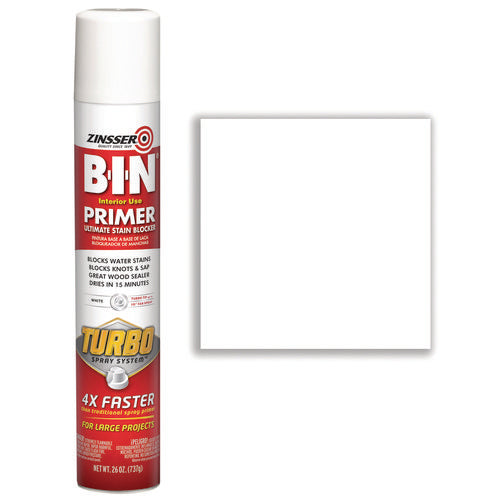 Zinsser Bin Aerosol Primer With Turbo Spray System Interior Flat White 26 Oz Aerosol Can 6/Case