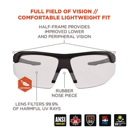 Ergodyne Skullerz Skoll Anti-scratch/anti-fog Safety Glasses Matte Black Nylon Frame Clear Polycarb Lens Ships In 1-3 Bus Days