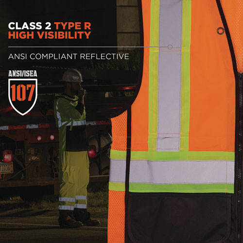 Ergodyne Glowear 8251hdz Class 2 Two-tone Hi-vis Safety Vest 2x-large To 3x-large Orange