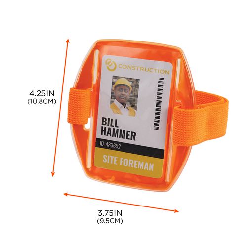 Ergodyne Squids 3386 Arm Band Id/badge Holder Vertical Orange 3.75x4.25 Holder 2.5x4 Insert 10/pk