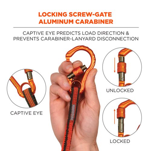 Ergodyne Squids 3104f(x) Tool Lanyard With Carabiner/choke Loop 10 Lb Max Cap 38" To 48" Long Gray/orange Ships In 1-3 Bus Days