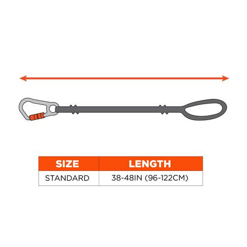 Ergodyne Squids 3104f(x) Tool Lanyard With Carabiner/choke Loop 10 Lb Max Cap 38" To 48" Long Gray/orange Ships In 1-3 Bus Days